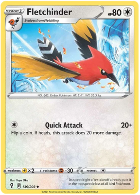 Fletchinder 139/203 - Pokemon TCG Evolving Skies card