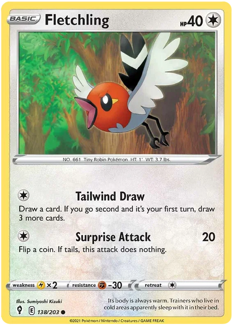 Fletchling 138/203 - Pokemon TCG Evolving Skies card