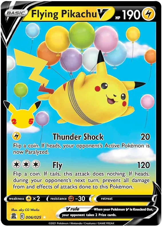 Flying Pikachu V Celebrations Pokemon Card Single 006/025