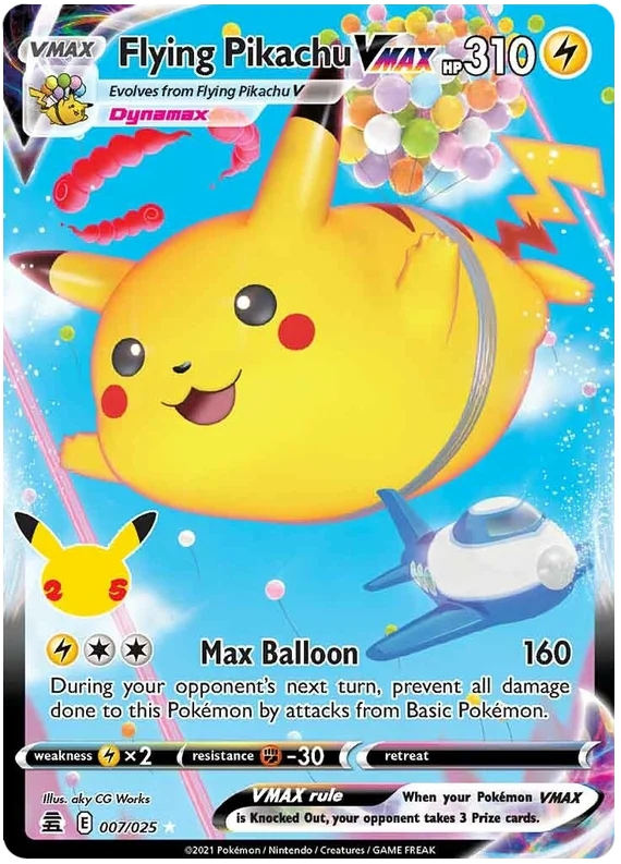 Flying Pikachu VMAZ Celebrations Pokemon Card Single 007/025
