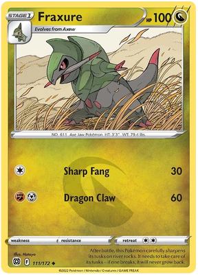 Fraxure Brilliant Stars Pokemon Card Singles 111/172