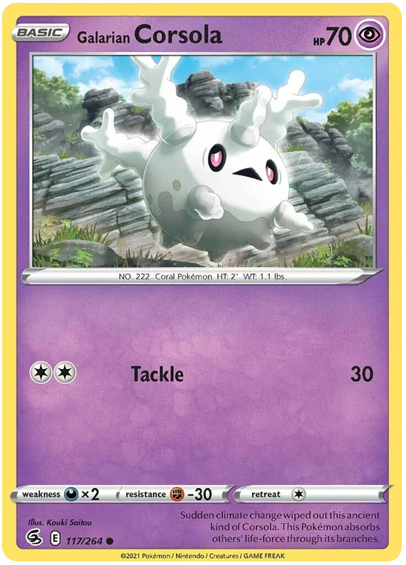 Galarian Corsola Fusion Strike Pokemon Card Singles 117/264