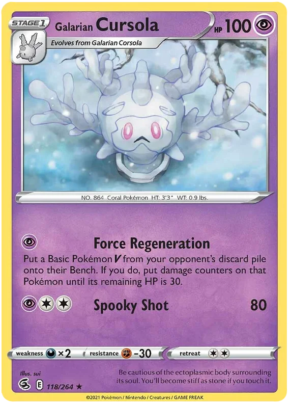 Galarian Cursola Fusion Strike Pokemon Card Singles 118/264