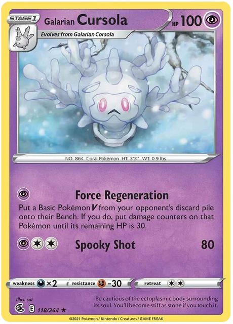 Galarian Cursola Fusion Strike Pokemon Card Singles 118/264