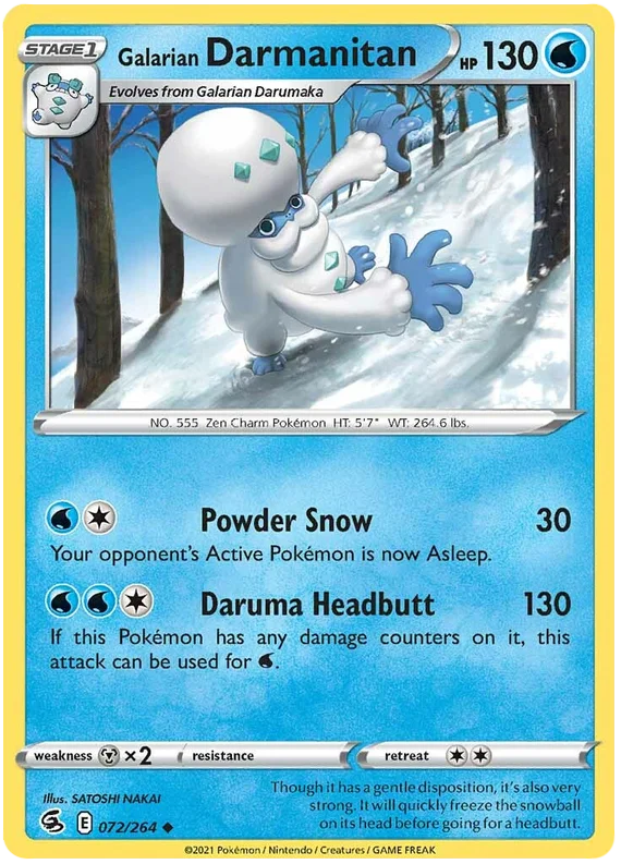Galarian Darmanitan Fusion Strike Pokemon Card Singles 072/264