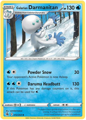 Galarian Darmanitan Fusion Strike Pokemon Card Singles 072/264