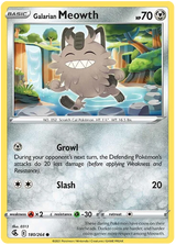 Galarian Meowth Fusion Strike Pokemon Card Singles 180/264