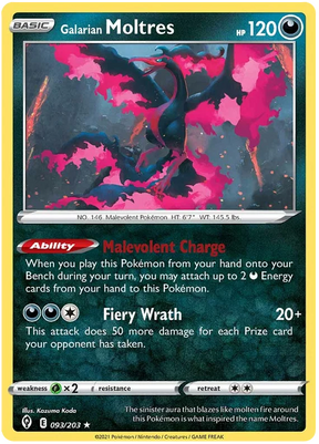 Galarian Moltres 093/203 - Pokemon TCG Evolving Skies card