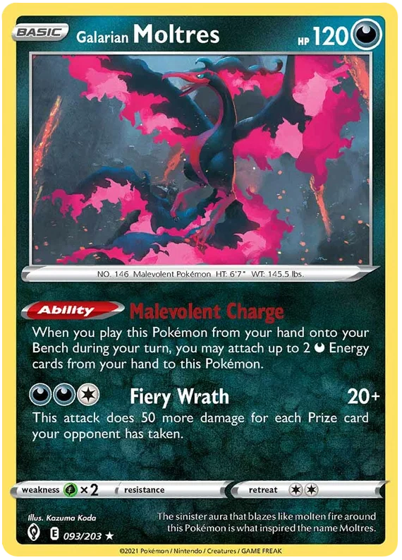 Galarian Moltres 093/203 - Pokemon TCG Evolving Skies card