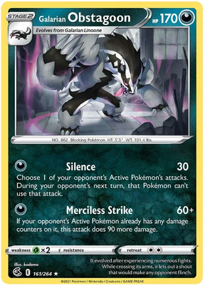 Galarian Obstagoon Fusion Strike Pokemon Card Singles 161/264