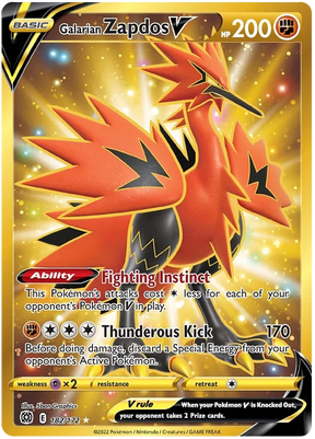 Galarian Zapdos V Brilliant Stars Pokemon Card Singles 182/172