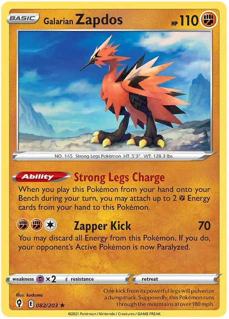 Galarian Zapdos 082/203 - Pokemon TCG Evolving Skies card
