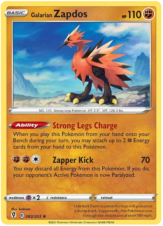 Galarian Zapdos 082/203 - Pokemon TCG Evolving Skies card