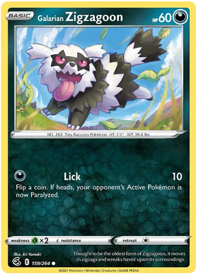 Galarian Zigzagoon Fusion Strike Pokemon Card Singles 159/264