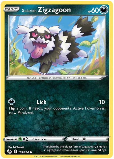 Galarian Zigzagoon Fusion Strike Pokemon Card Singles 159/264