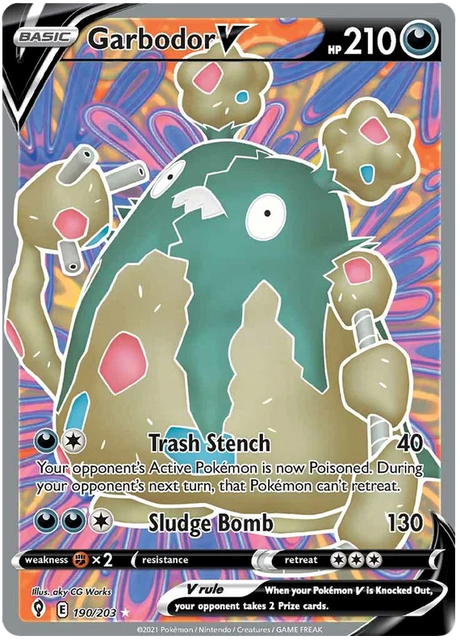 Garbodor V (Full Art) 190/203 - Pokemon TCG Evolving Skies card
