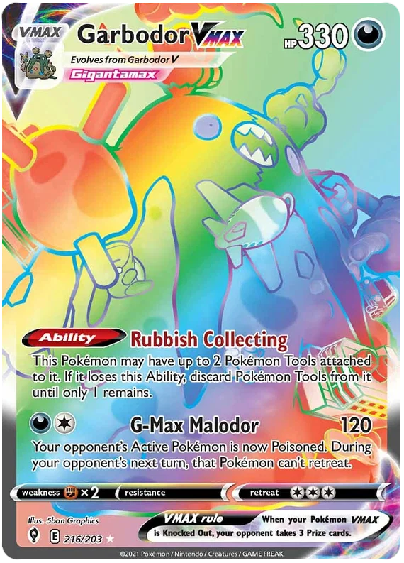 Garbodor VMAX (Secret) 216/203 - Pokemon TCG Evolving Skies card