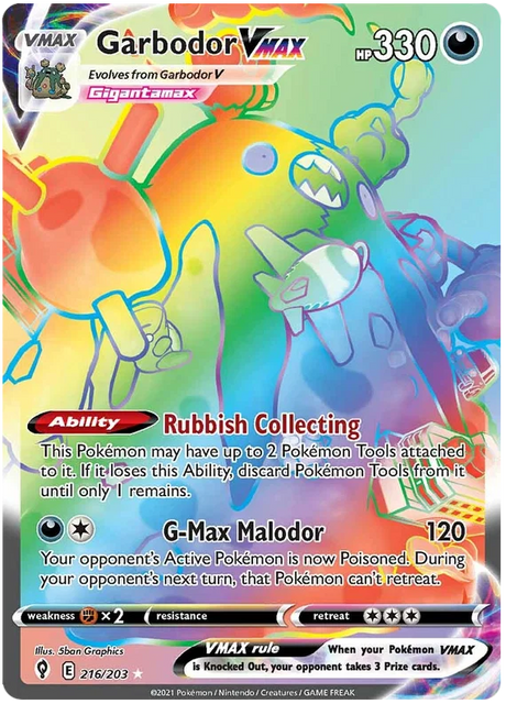 Garbodor VMAX (Secret) 216/203 - Pokemon TCG Evolving Skies card