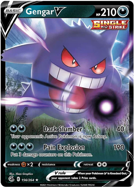 Gengar V Fusion Strike Pokemon Card Singles 156/264