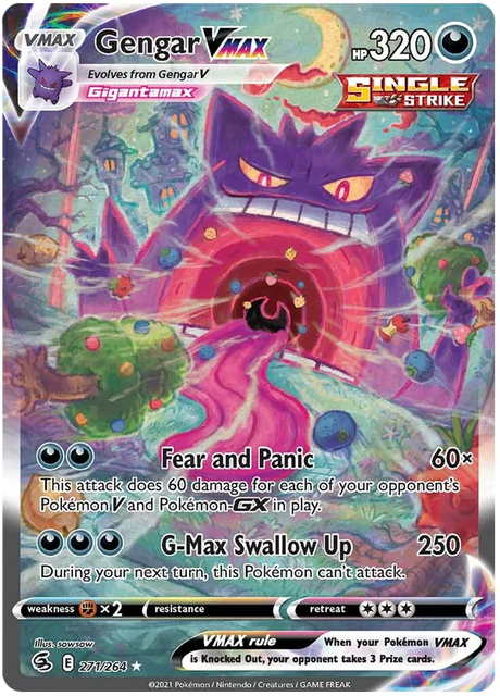 Gengar VMAX Fusion Strike Pokemon Card Singles 271/264