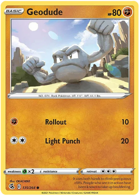 Geodude Fusion Strike Pokemon Card Singles 135/264