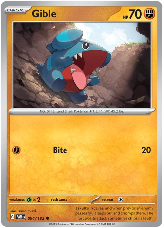 Gible Paradox Rift Single Pokemon Card 094/182