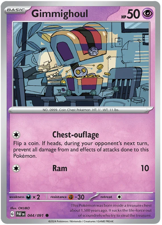 Gimmighoul Paldean Fates Pokemon Card Single 044/091