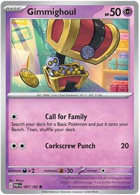 Gimmighoul 087 Paradox Rift Single Pokemon Card 087/182