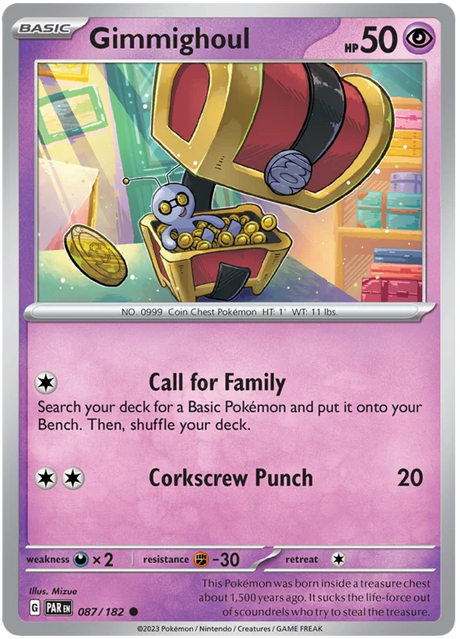 Gimmighoul 087 Paradox Rift Single Pokemon Card 087/182