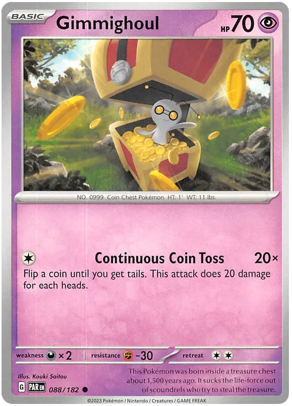 Gimmighoul 088 Paradox Rift Single Pokemon Card 088/182