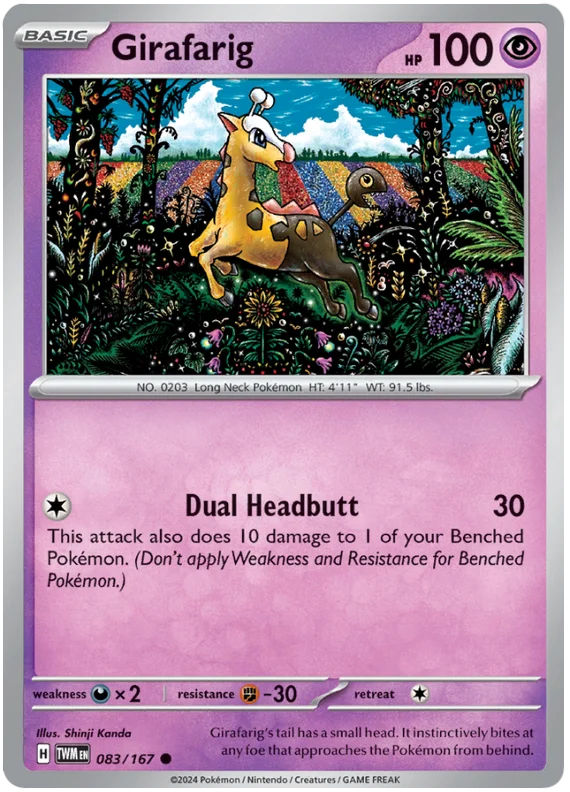 Girafarig Twilight Masquerade Pokemon Single 083/167