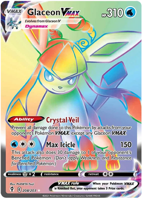 Glaceon VMAX (Secret) 208/203 - Pokemon TCG Evolving Skies card