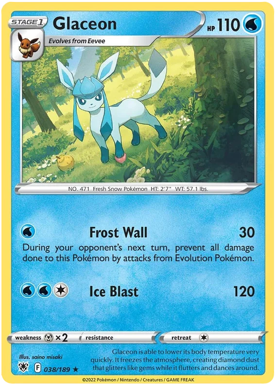 Glaceon Astral Radiance Pokemon Card Singles 038/189
