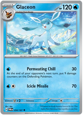 Glaceon Twilight Masquerade Pokemon Single 054/167