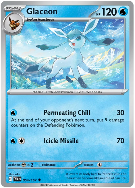 Glaceon Twilight Masquerade Pokemon Single 054/167