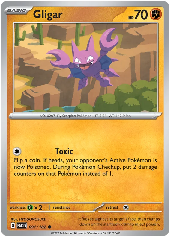 Gligar Paradox Rift Single Pokemon Card 091/182