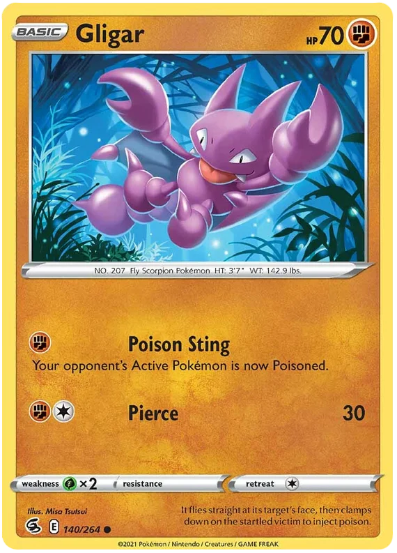 Gligar Fusion Strike Pokemon Card Singles 140/264