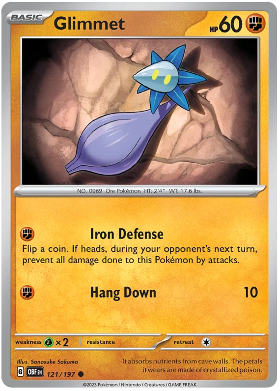 Glimmet 121 Obsidian Flames Single Pokemon Card