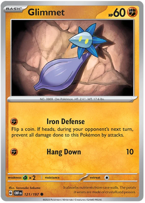 Glimmet 121 Obsidian Flames Single Pokemon Card