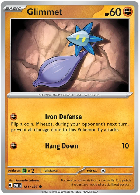 Glimmet 121 Obsidian Flames Single Pokemon Card
