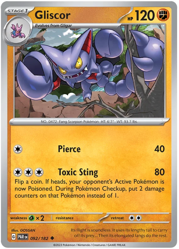 Gliscor Paradox Rift Single Pokemon Card 092/182