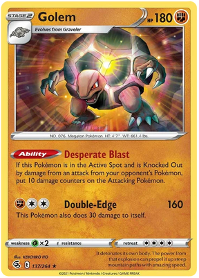 Golem Fusion Strike Pokemon Card Singles 137/264