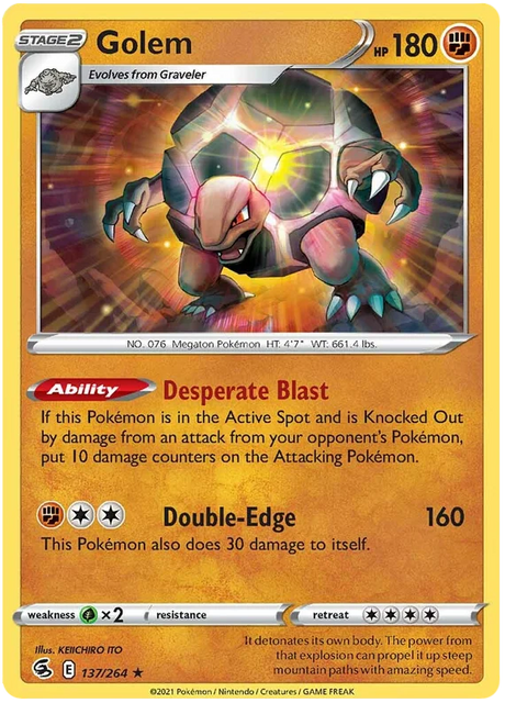 Golem Fusion Strike Pokemon Card Singles 137/264