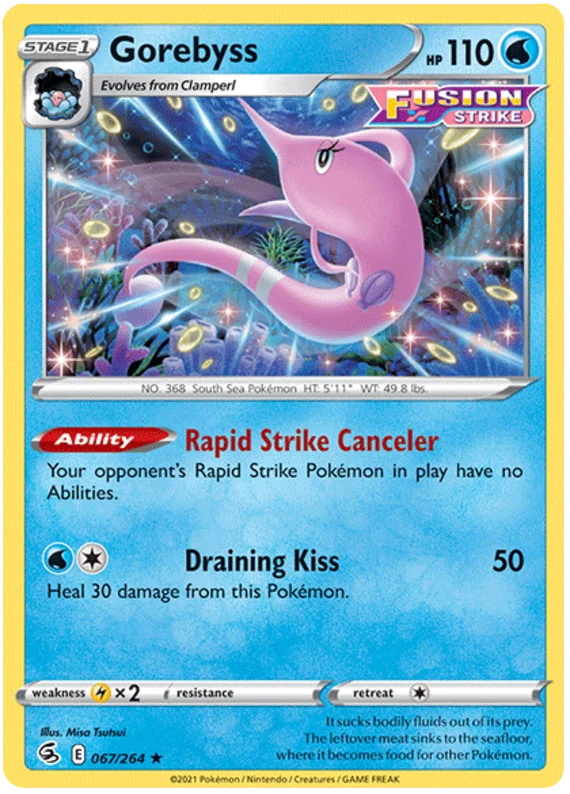 Gorebyss Fusion Strike Pokemon Card Singles 067/264