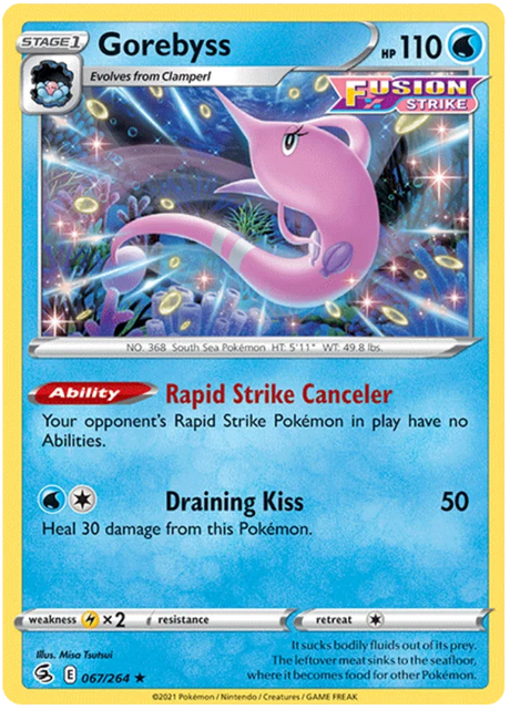 Gorebyss Fusion Strike Pokemon Card Singles 067/264