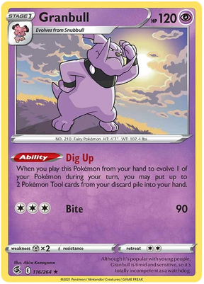 Granbull Fusion Strike Pokemon Card Singles 116/264