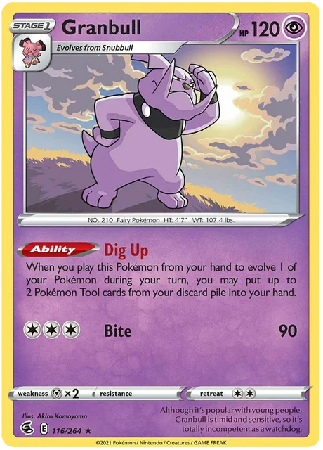Granbull Fusion Strike Pokemon Card Singles 116/264