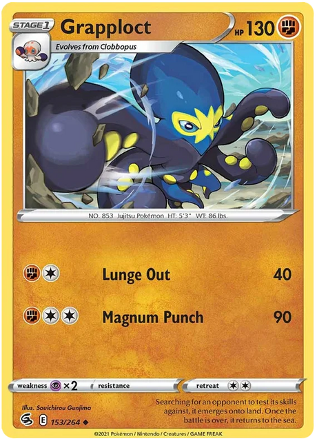 Grapploct Fusion Strike Pokemon Card Singles 153/264