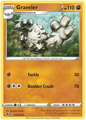 Graveler Fusion Strike Pokemon Card Singles 136/264