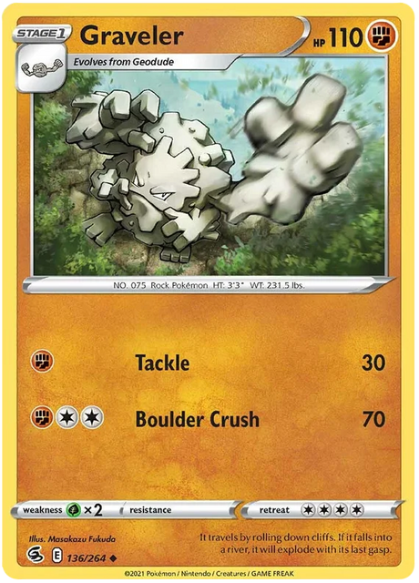 Graveler Fusion Strike Pokemon Card Singles 136/264